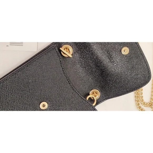 NEW Coach Signature BLACK LEATHER North South Phone Crossbody NWT MSRP-$195